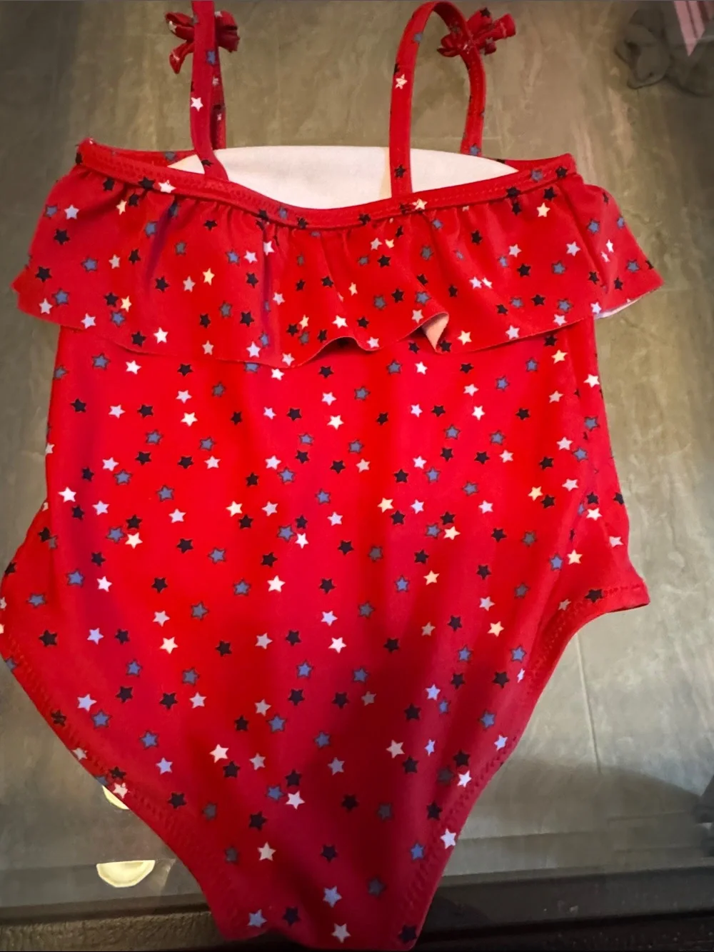 OshKosh B'gosh Red Star Ruffle One-Piece Swimsuit with Shoulder Ties